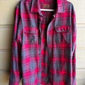 Orvis Red and Gray Plaid Shirt Jacket lg